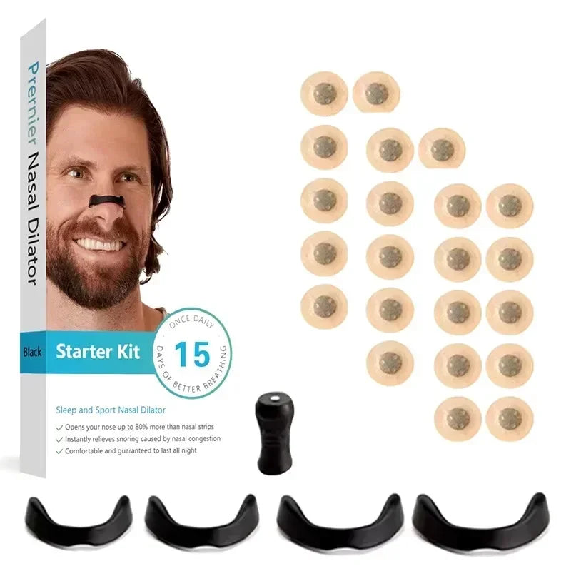 Anti-Snoring Nose Clip Nasal Breathing Dilators Kit with Magnetic Strips Sports Air Intake Improvement Sleeping Aid Starter Pack