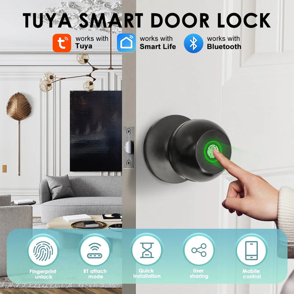 Tuya Smart Door Locks Bluetooth Fingerprint Electronic Lock Smart Life Control Home Intelligent System Security Protection
