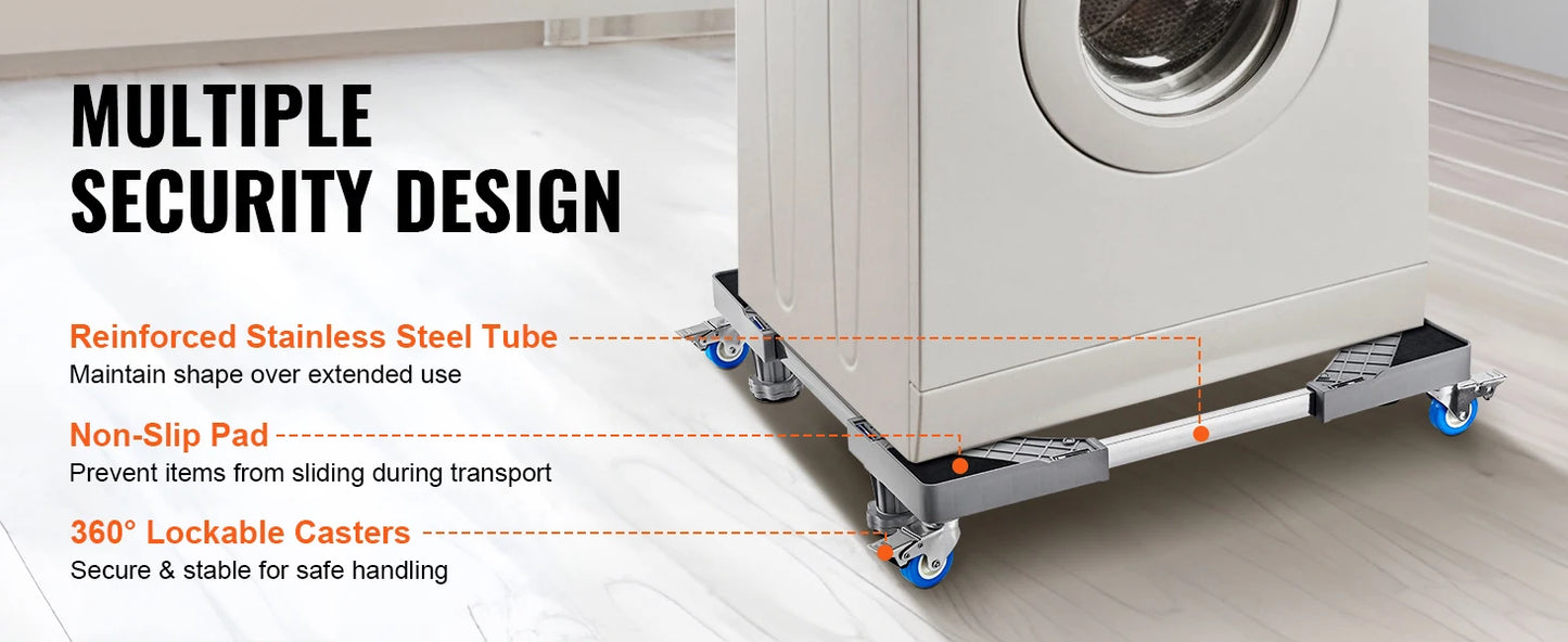 SucceBuy 400 lbs Мини хладилник, регулируема мобилна основа с 4 заключващи се въртящи се колела за пералня хладилник