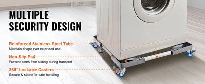 SucceBuy 400 lbs Мини хладилник, регулируема мобилна основа с 4 заключващи се въртящи се колела за пералня хладилник