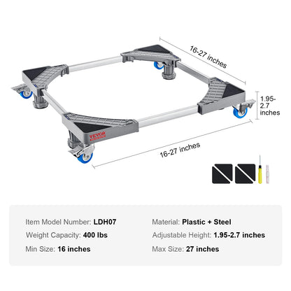 SucceBuy 400 lbs Мини хладилник, регулируема мобилна основа с 4 заключващи се въртящи се колела за пералня хладилник