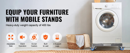 SucceBuy 400 lbs Мини хладилник, регулируема мобилна основа с 4 заключващи се въртящи се колела за пералня хладилник