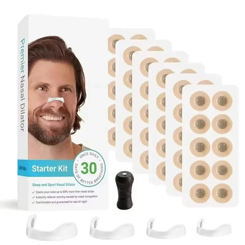 Anti-Snoring Nose Clip Nasal Breathing Dilators Kit with Magnetic Strips Sports Air Intake Improvement Sleeping Aid Starter Pack