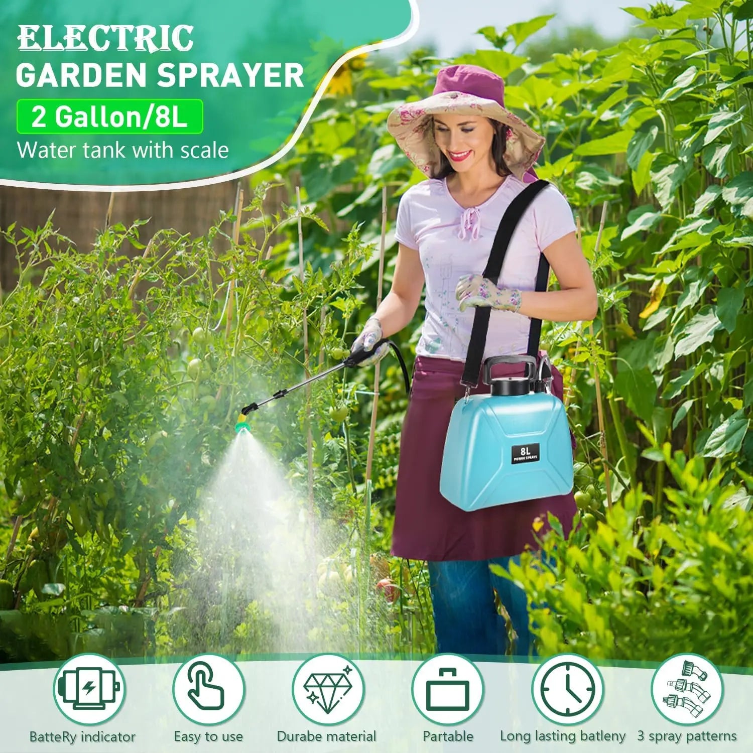 HydraForce 8L™ Electric Garden Sprayer | Automatic Plant Watering