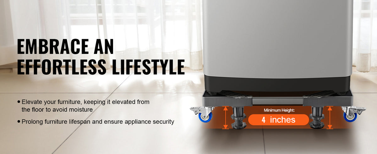 SucceBuy 400 lbs Мини хладилник, регулируема мобилна основа с 4 заключващи се въртящи се колела за пералня хладилник