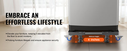 SucceBuy 400 lbs Мини хладилник, регулируема мобилна основа с 4 заключващи се въртящи се колела за пералня хладилник